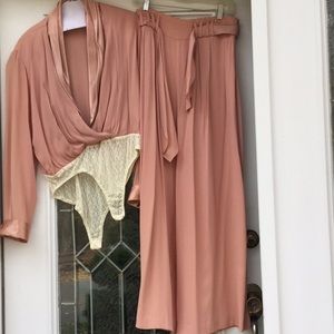 Vintage mauve color  blouse and pants set,